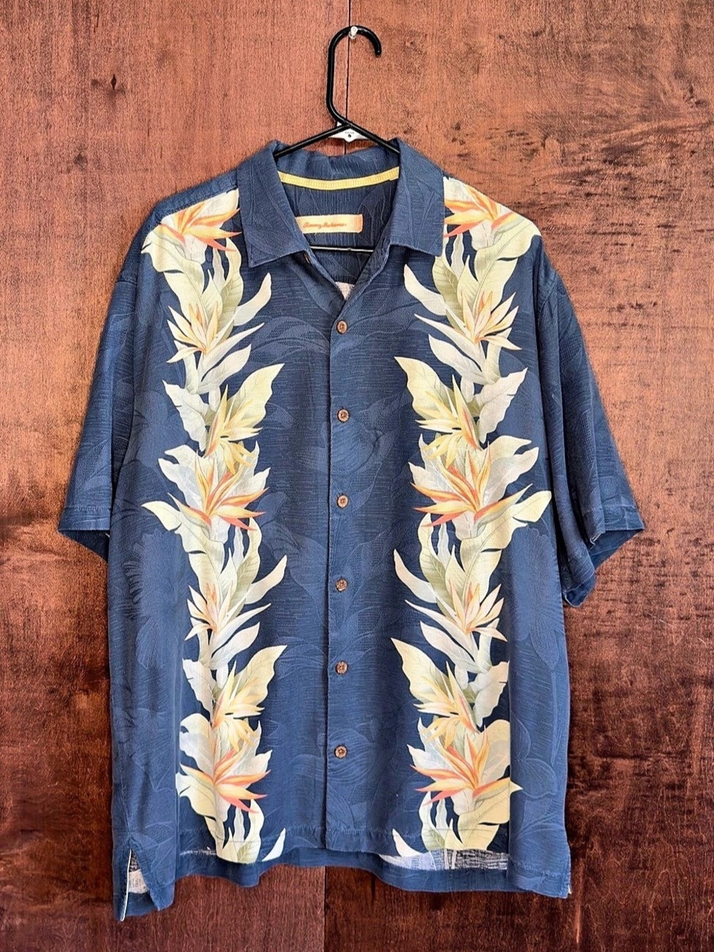 Tommy Bahama Bird of Paradise Silk Camp Shirt Blue & Yellow